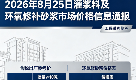 城厢2026年8月25日灌浆料及环氧修补砂浆市场价格信息通报